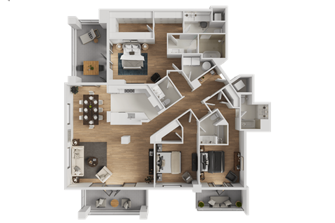 Floor plan for 3 beds, 4.5 baths, 2235 sqft